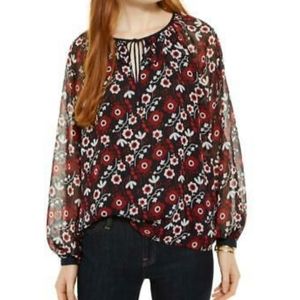 Tommy Hilfiger Womens Navy Boho Floral Shirt Peasa